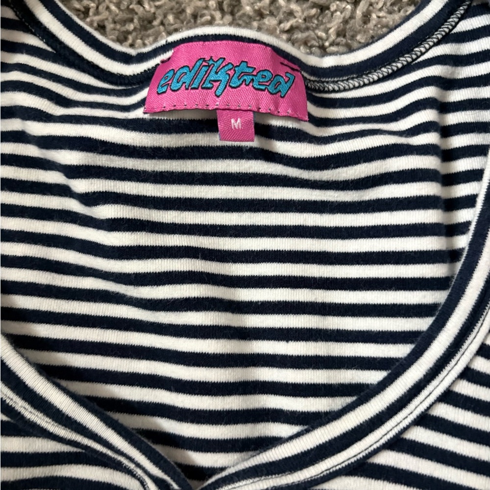Edikted Black and White Striped Top